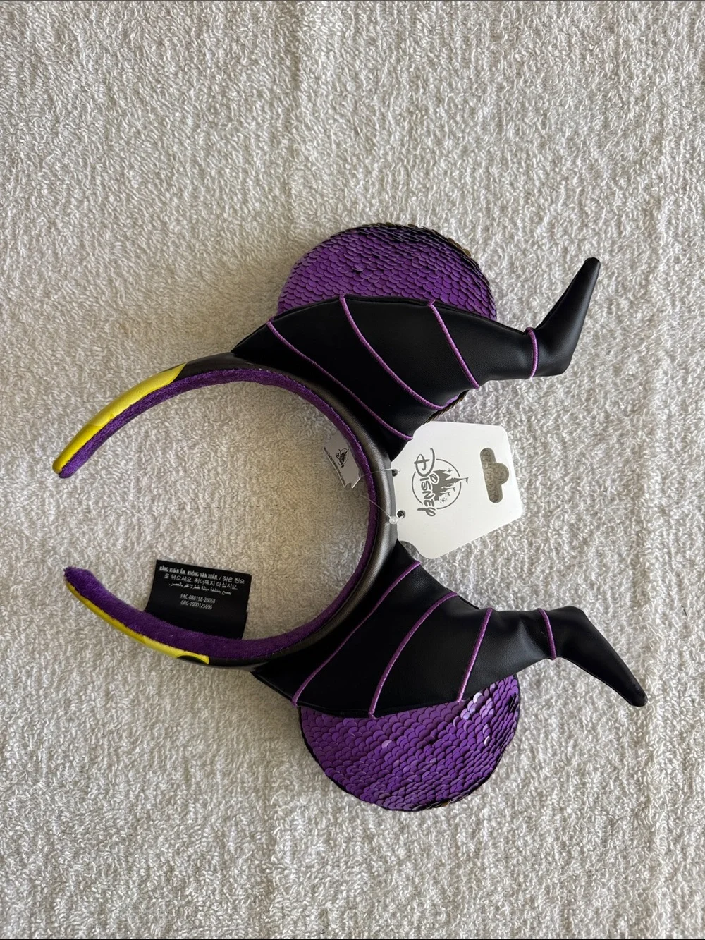 Disney Black and Purple Maleficent Reversible Sequin Horns Ears Headband